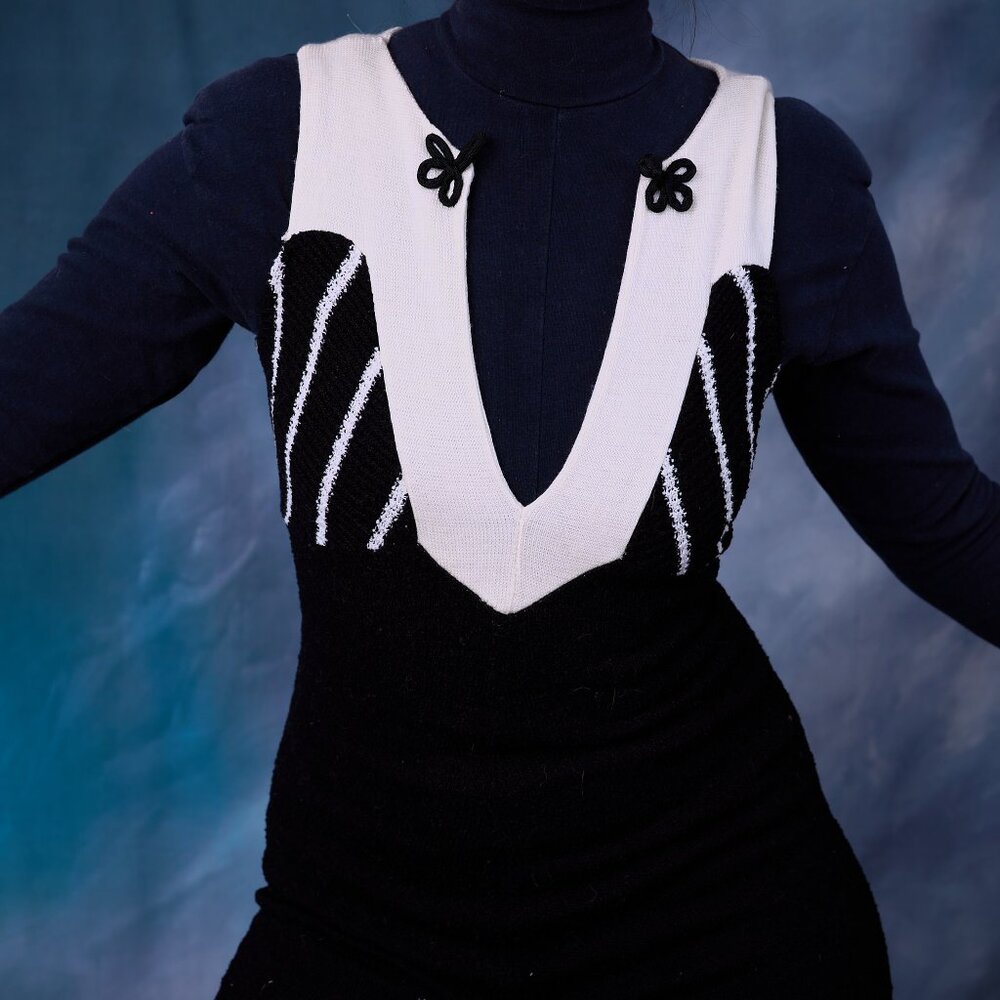 Vintage Kingston Knits of California 70's Sleeveless Black and White Jumpsuit